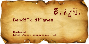 Bebők Ágnes névjegykártya